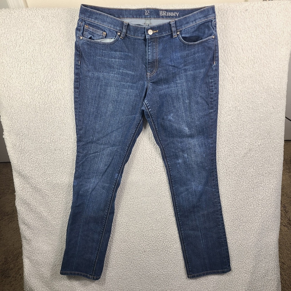NY&C New York & Company Skinny Jeans Medium Wash Blue Stretch Denim Size 14